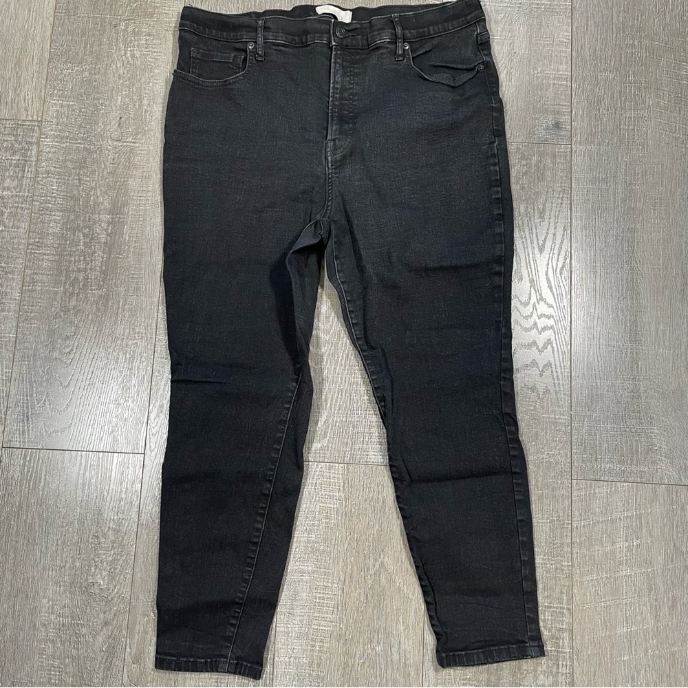 EVERLANE High Rise Skinny Ankle Jeans Plus Size 35 Wash black